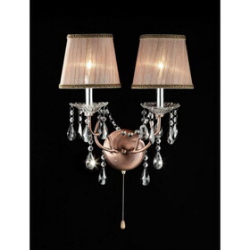 17" Tall Metal Wall Sconce"Rosie", Silvery Pink finish and Crystal Accents B072116029