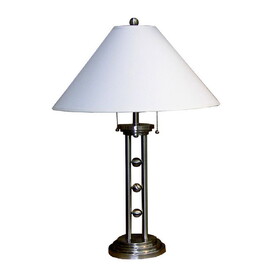 27" Tall Metal"Silver Tone" Table Lamp with Silver finish, White Linen Shade B072116039