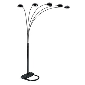 84" Tall Metal Floor Lamp with Black finish and 5 adjustable Arch Arms B072116041