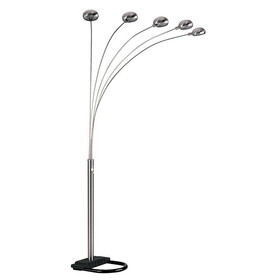 84" Tall Metal Floor Lamp with Satin Nickel finish and 5 adjustable Arch Arms B072116043