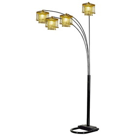 84" Tall Floor Lamp w/ Black finish and 4 Arch Arms, Crystal Chandelier Design B072116044