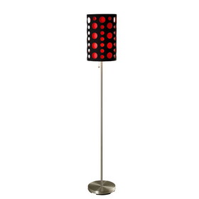 66" Tall Metal Floor Lamp, Retro design with Black and Red Shade B072116050