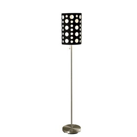 66" Tall Metal Floor Lamp, Retro design with Black and White Shade B072116051