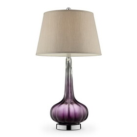 30" Tall Glass Table Lamp"Mulberry" with Purple finish, Fabric Shade B072116064