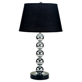 30" Tall Metal Table Lamp with Chrome finish, Black Fabric Shade B072116069