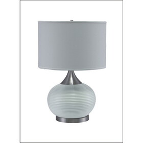 24.5" Tall Ceramic Table Lamp" Horizon", White and Brushed Silver B072116077