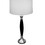 30" Tall Wood and Chrome Table Lamp, White Linen Shade B072116080