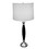 30" Tall Wood and Chrome Table Lamp, White Linen Shade B072116080