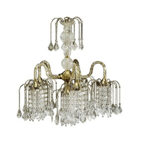 25" Tall Metal Chandelier with Antique Brass Finish and Crystal Accents B072116082