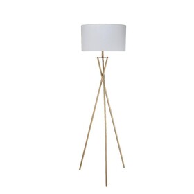 64.5" Tall"Ester" Mid-Century Metal Floor Lamp, Hourglass Design, Matte Gold B072116086