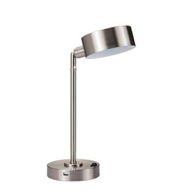 15" Tall"Cambert" LED Table Lamp with USB Port, Brushed Silver Finish B072116099