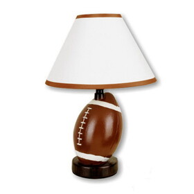 13.5" Tall Ceramic Table Lamp, Football Shaped, Linen Shade B072116102