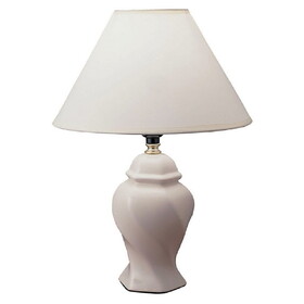 13" Tall Ceramic Table Lamp, Urn-Shaped with Ivory finish, Linen Shade B072116105