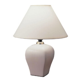 13" Tall Ceramic Table Lamp, Urn-Shaped with Ivory finish, Linen Shade B072116107