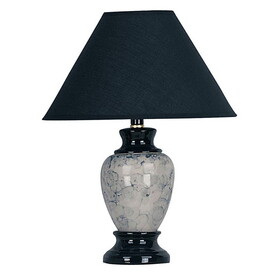 13" Tall Ceramic Table Lamp, Urn-Shaped with Black finish, Linen Shade B072116108