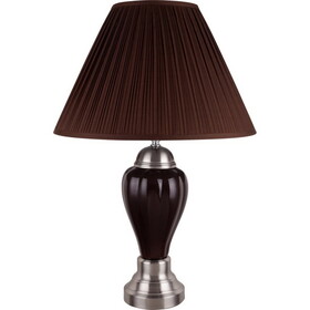 27" Tall Ceramic Table Lamp, Urn-Shaped w/ Silver and Espresso finish, Shade B072116114