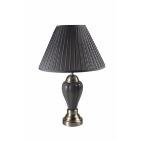 27.5" Tall Metal Table Lamp, Silver and Gray B072116115