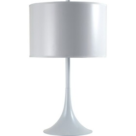 25" Tall Metal Table Lamp with White Finish, White Round Shade B072116135