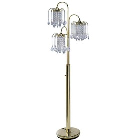 63" Tall Metal Floor Lamp with Brass Finish, Crystal Chandelier design B072116137