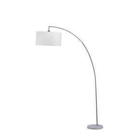 86" Tall Metal Floor Arc Lamp"Allegro", White and Brushed Silver B072116140