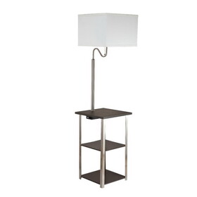 58" Tall" Dru" Square Side Table Floor Lamp with Charging and USB Port, Silver B072116144