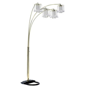 84" Tall Metal Floor Lamp with Brass Finish, Crystal Chandelier design B072116146