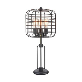 26.5" Tall"Edison" 3-Light Table Lamp, Industrial Cage Design, Powder Coated B072116148