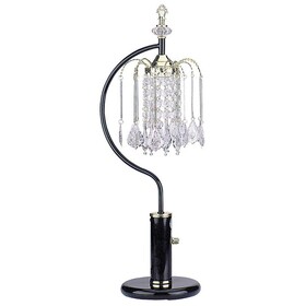 27" Tall Metal Table Lamp with Black finish, Crystal Chandelier Design B072116149