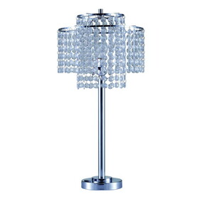 26" Tall" Holly Glam" 2-Tiered Table Lamp with Charging and USB Port, Silver B072116152