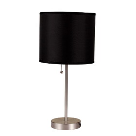 19" Tall Metal Table Lamp with Silver finish, Black Shade B072116161