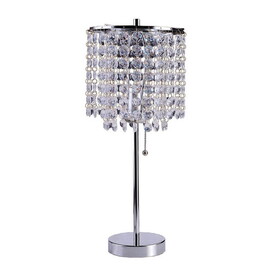 20.25" Tall Metal Table Lamp with Silver finish, Crystal Inspired Shade B072116163