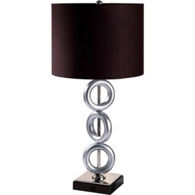 29" Tall Metal Table Lamp with Silver finish, Ring Style, Espresso Round Shade B072116166