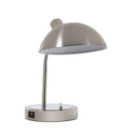 13.75" Flexible Neck Metal Desk Lamp, Silver Nickel B072116178