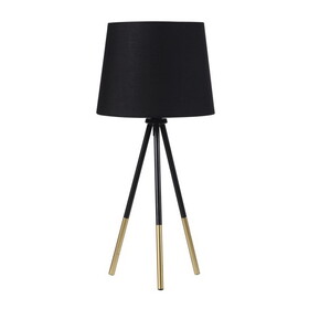 20" Tripod Leg Metal Table Lamp" Devon", Matte Black / Gold Metal B072116180