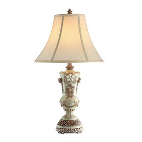 28.5" Tall Polyresin Table Lamp w/ Silver finish and Bronze Vintage Rose Accents B072116196