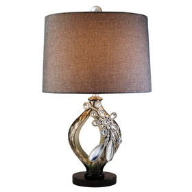 28.25" Tall Polyresin Table Lamp"Balleria", Crystal and Glass Accent B072116197