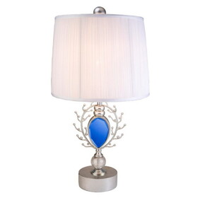 27.75" Tall Polyresin Table Lamp"Just Dazzle" with Silver finish, White Shade B072116200