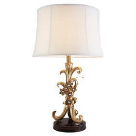 28" Tall Polyresin Table Lamp"Athena" with Bronze finish with Flower Accents B072116203