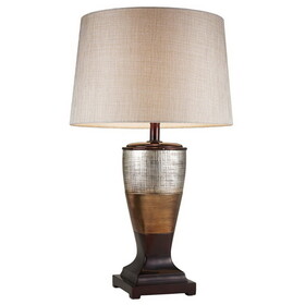 30" Tall Polyresin Table Lamp"Naomi" with Egyptian Design, Silvery Linen Shade B072116208