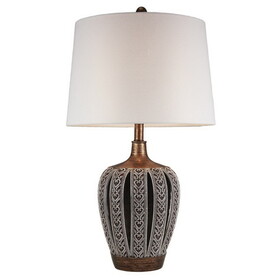 28.25" Tall Polyresin Table Lamp"Everly" with Brown finish, White Shade B072116210