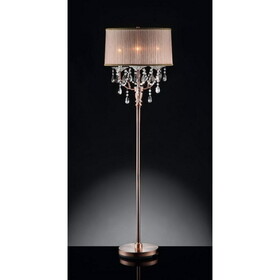 62" Tall Floor Lamp"Rosie" w/ Silvery Pink finish and Crystal Accents, Shade B072116220