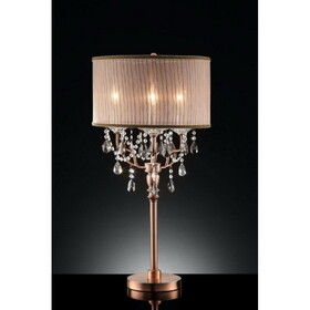 35" Tall Table Lamp"Rosie" w/ Silvery Pink finish and Crystal Accents, Shade B072116222