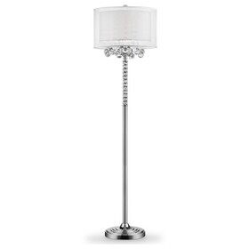 62.5" Tall Floor Lamp"Moiselle", Silver and Crystal Accents, Silvery Shade B072116226