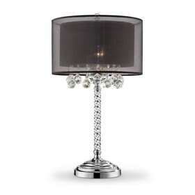 30" Tall Table Lamp"Effleurer", Silver finish and Crystal Accents, Black Shade B072116231