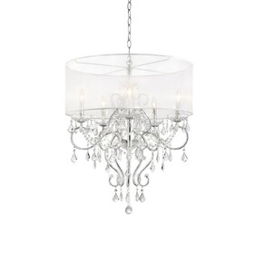 31.5" Tall Ceiling Lamp"Evangelia", Silver and Crystal Accents, Clear Shade B072116233