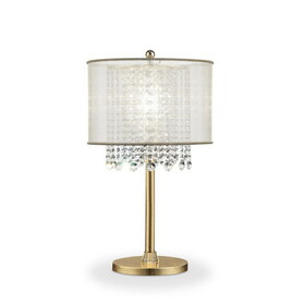 30" Tall Metal Table Lamp"Bhavya" with Gold finish, White Shade B072116237