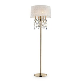 63" Tall Metal Floor Lamp"Aurora" with Brass Gold finish and Crystal Accents B072116238