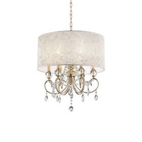 24.5" Tall Metal Ceiling Lamp"Aurora", Brass Gold and Crystal Accents B072116239