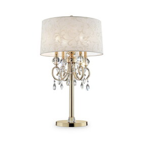 32.5" Tall Metal Table Lamp"Aurora" with Brass Gold finish and Crystal Accents B072116240