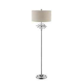 62.25" Tall"Ayana" Floor Lamp, Silver Chrome Finish with Starburst Crystals B072116241